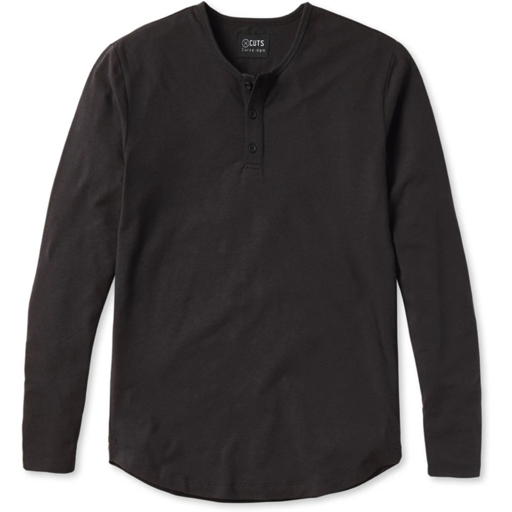 Cuts Long Sleeve Curve Hem Henley